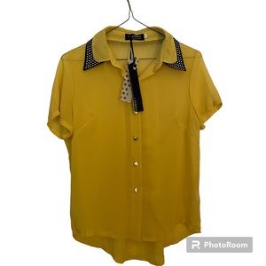 Vintage I Moda Women’s Sheer Gold Blouse